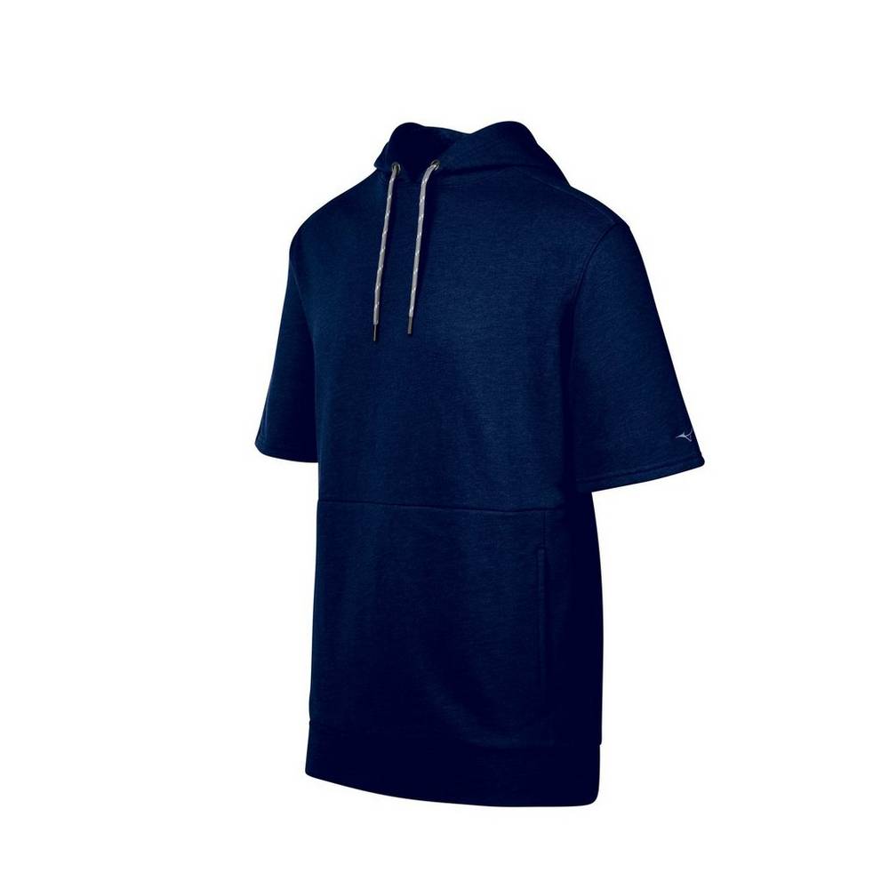 Mens Mizuno Game Time Short Sleeve Hoodie Navy Philippines (IQXACD701)